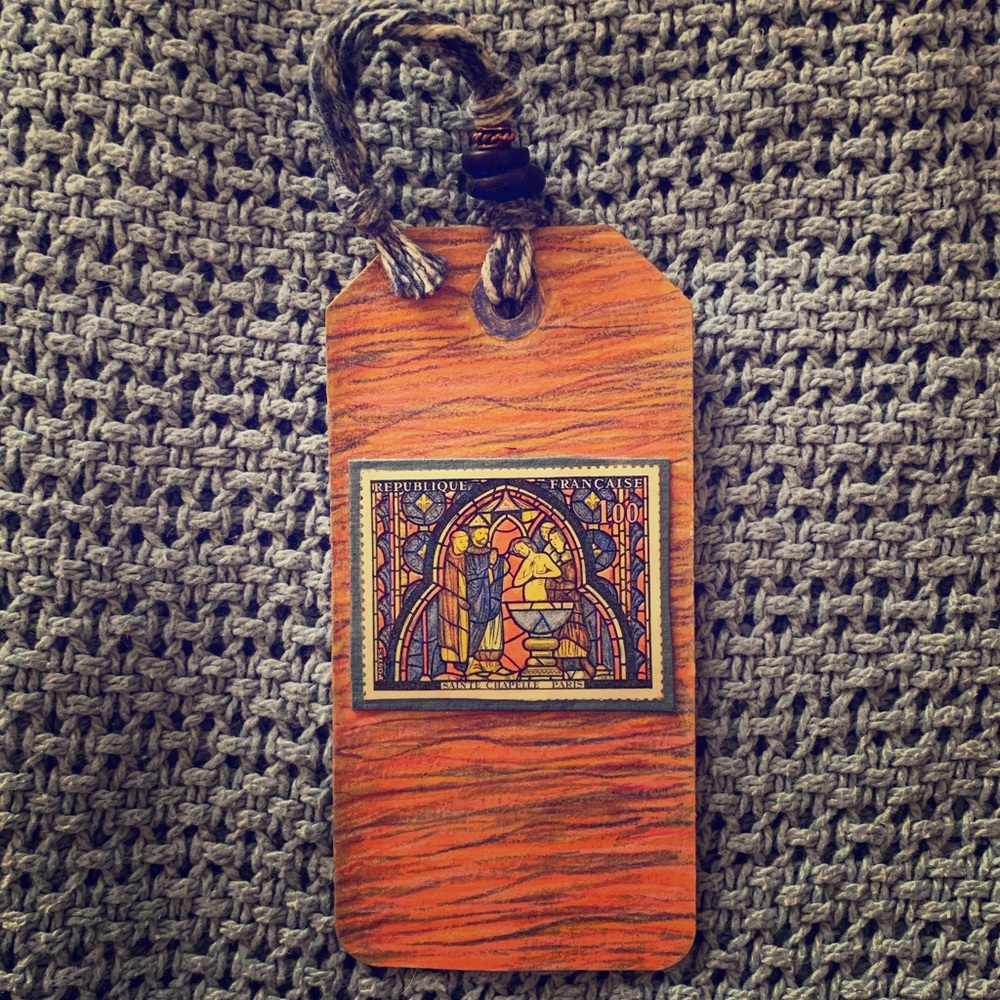 Handmade Bookmark w French postage stamp.